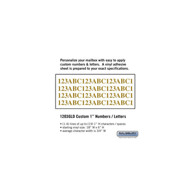 Custom Numbers / Letters - Horizontal - Gold Vinyl - 1 Inch High